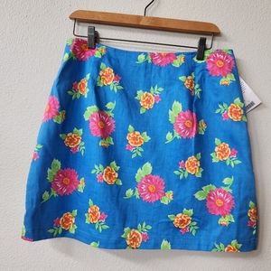 NWT Vintage 90s Merona Cotton Mini Skirt in Blue Floral